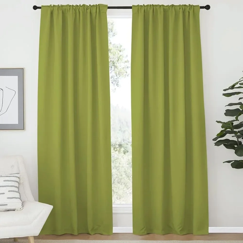 NICETOWN Grass Green Blackout Curtains 52x95 Set of 2 Window Panels 84